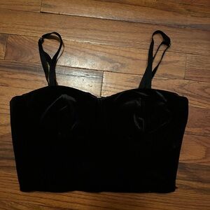 Zara Black Velvet Bustier Bra Top